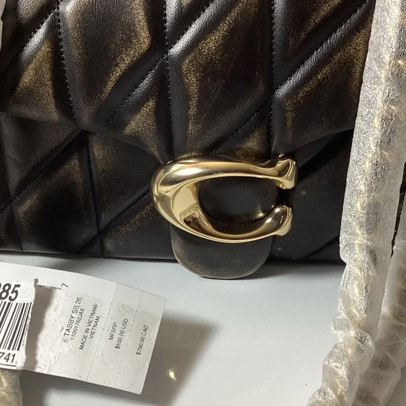 Coach Quilted Tabby 26 shoulder bag in black Nappa leather. - Picture 8 of 13